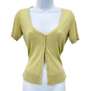 Y2K Frenchi Short Sleeve Cardigan Size S Button Up Sweater Soft Girl Light Green
